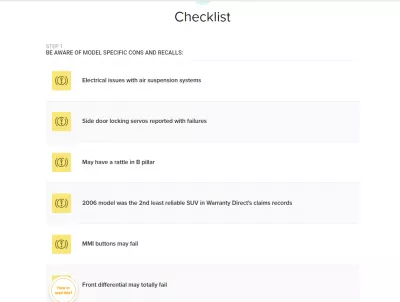Beste VIN-Checker-Site: Carbal-&Uuml;berpr&uuml;fung : Checkliste eines gebrauchten Autos, abgerufen von der VIN-Zahlenpr&uuml;fung